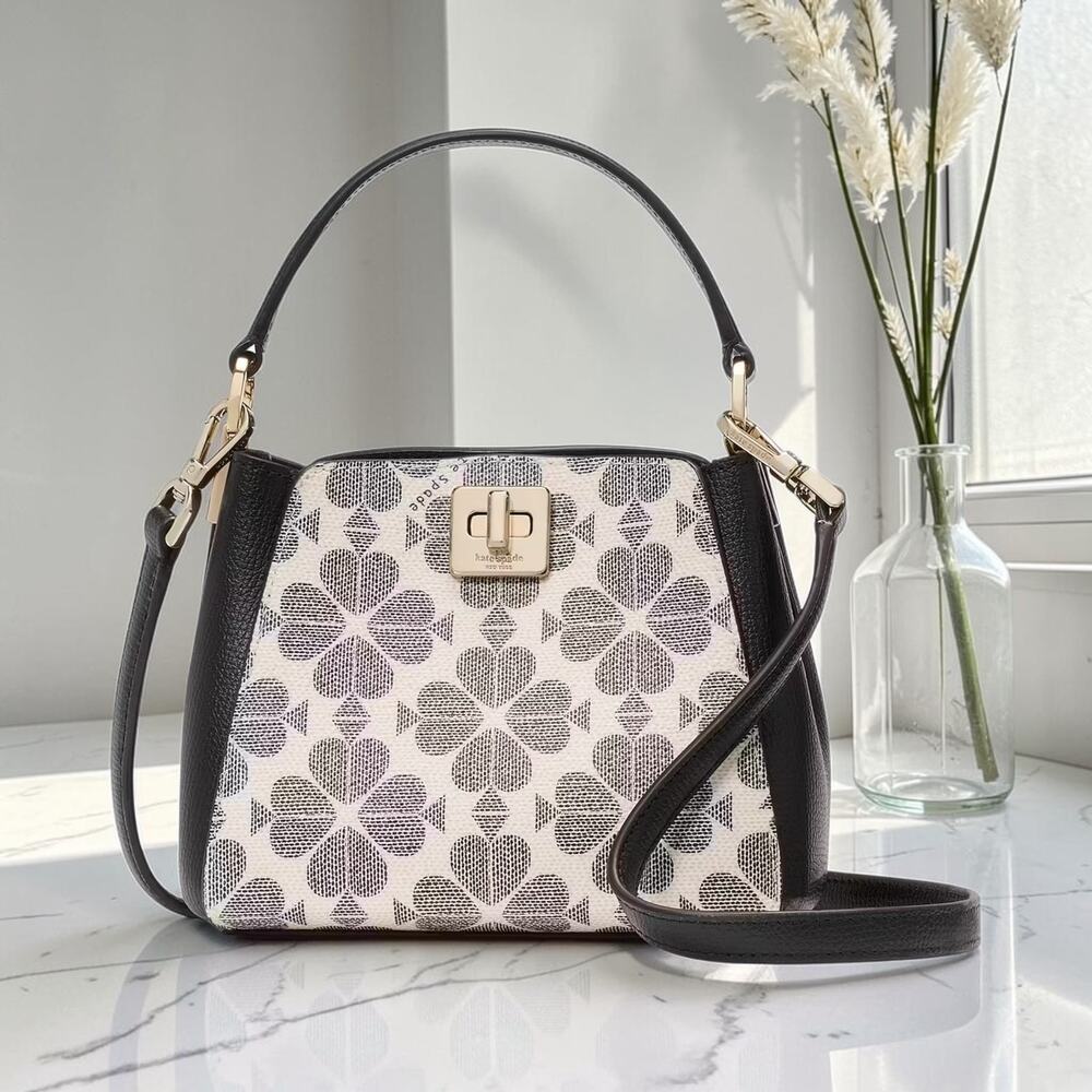 Kate Spade Spade Flower PVC Mini Top Handle Crossbody Black Multi KK996 NWT